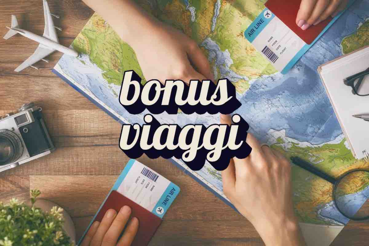 Mappa geografica e scritta "bonus viaggi"