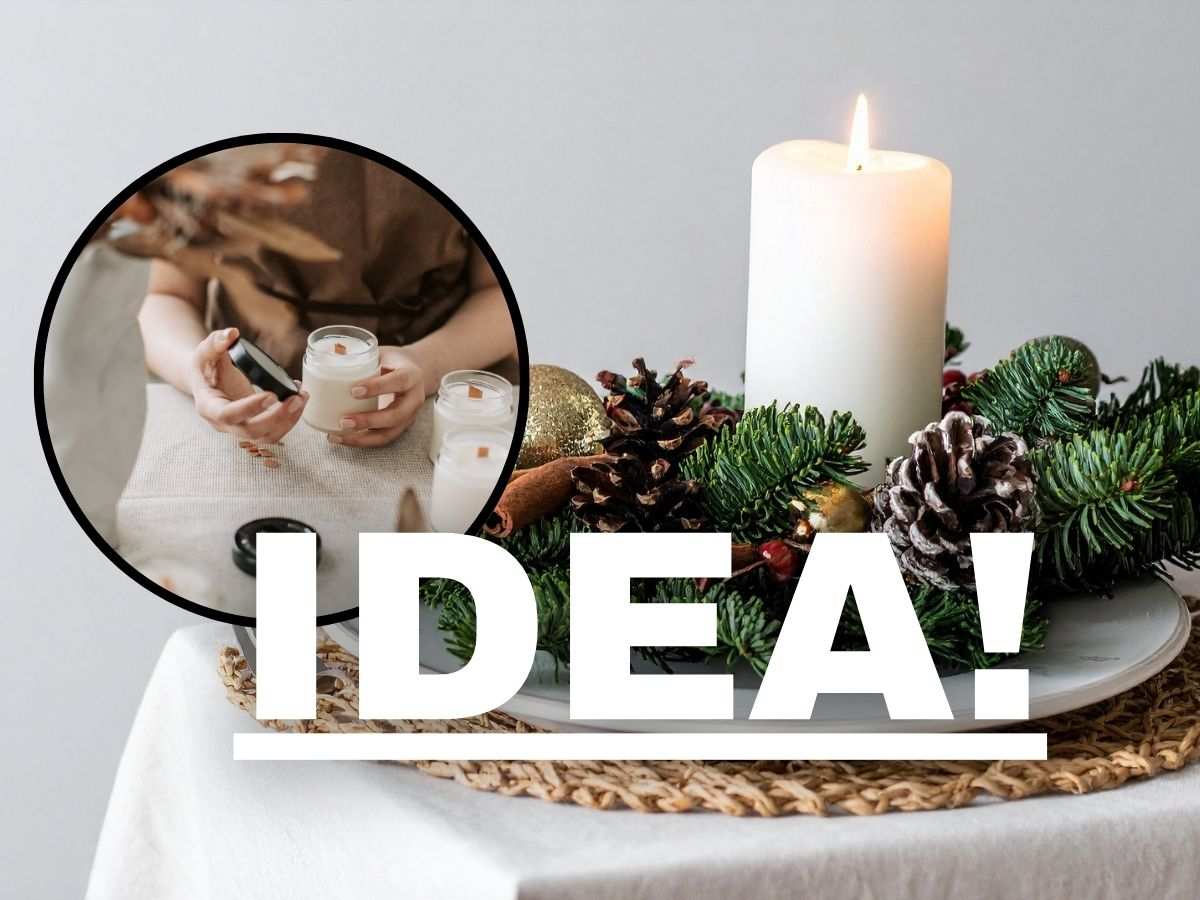 sfondo centrotavola natalizio con tondo decoupage e scritta idea!