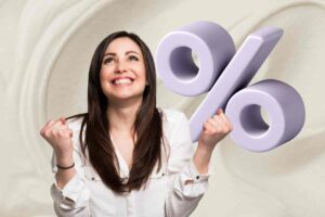 Ragazza esulta e percentuale