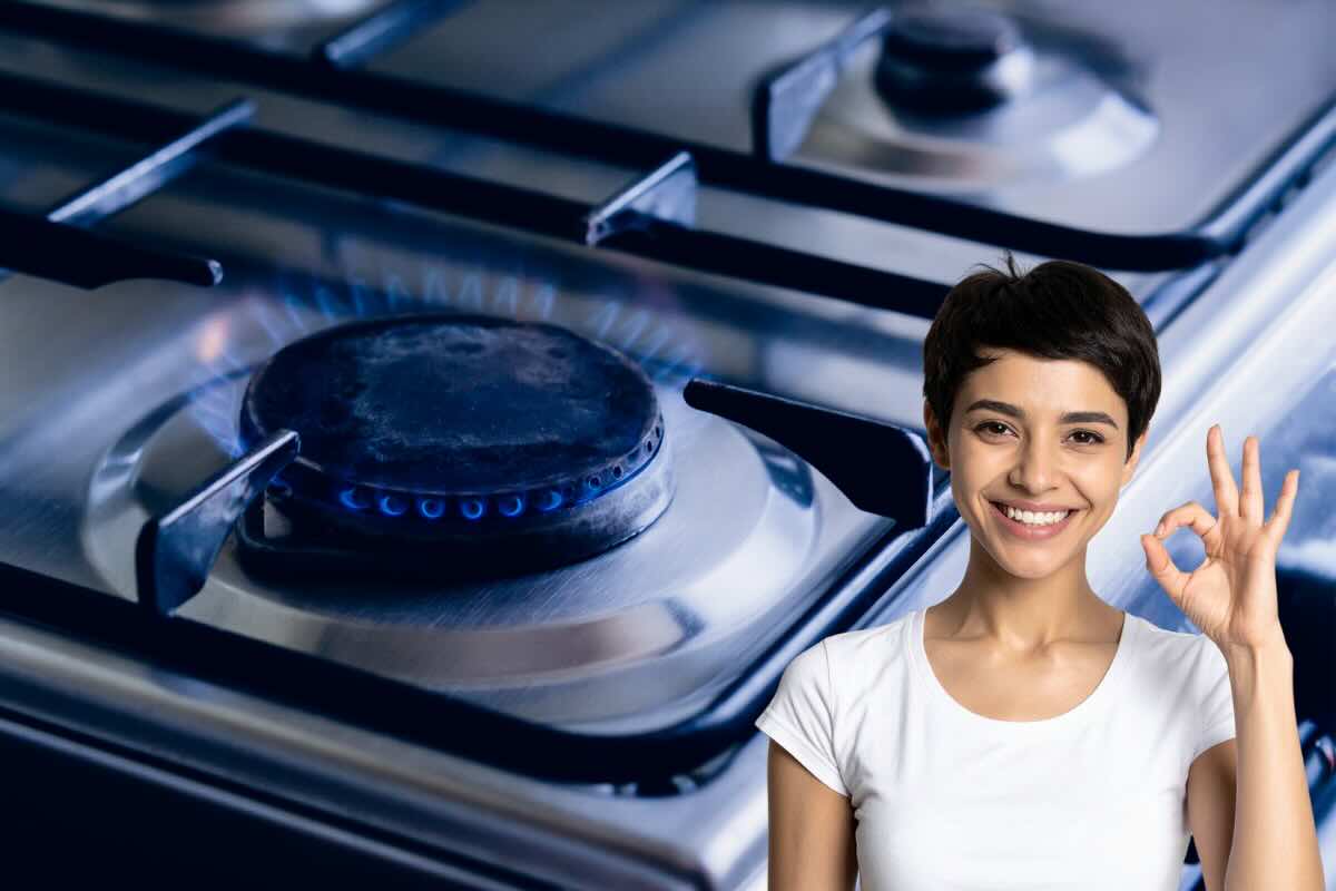 fornelli a gas e donna felice