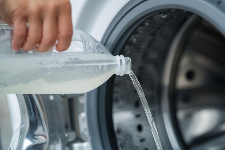 Versare liquido nel cestello della lavatrice 