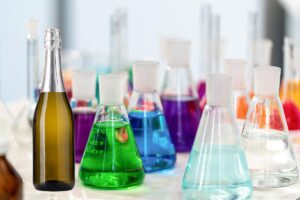 bottiglia prosecco e provette anti contaminazione